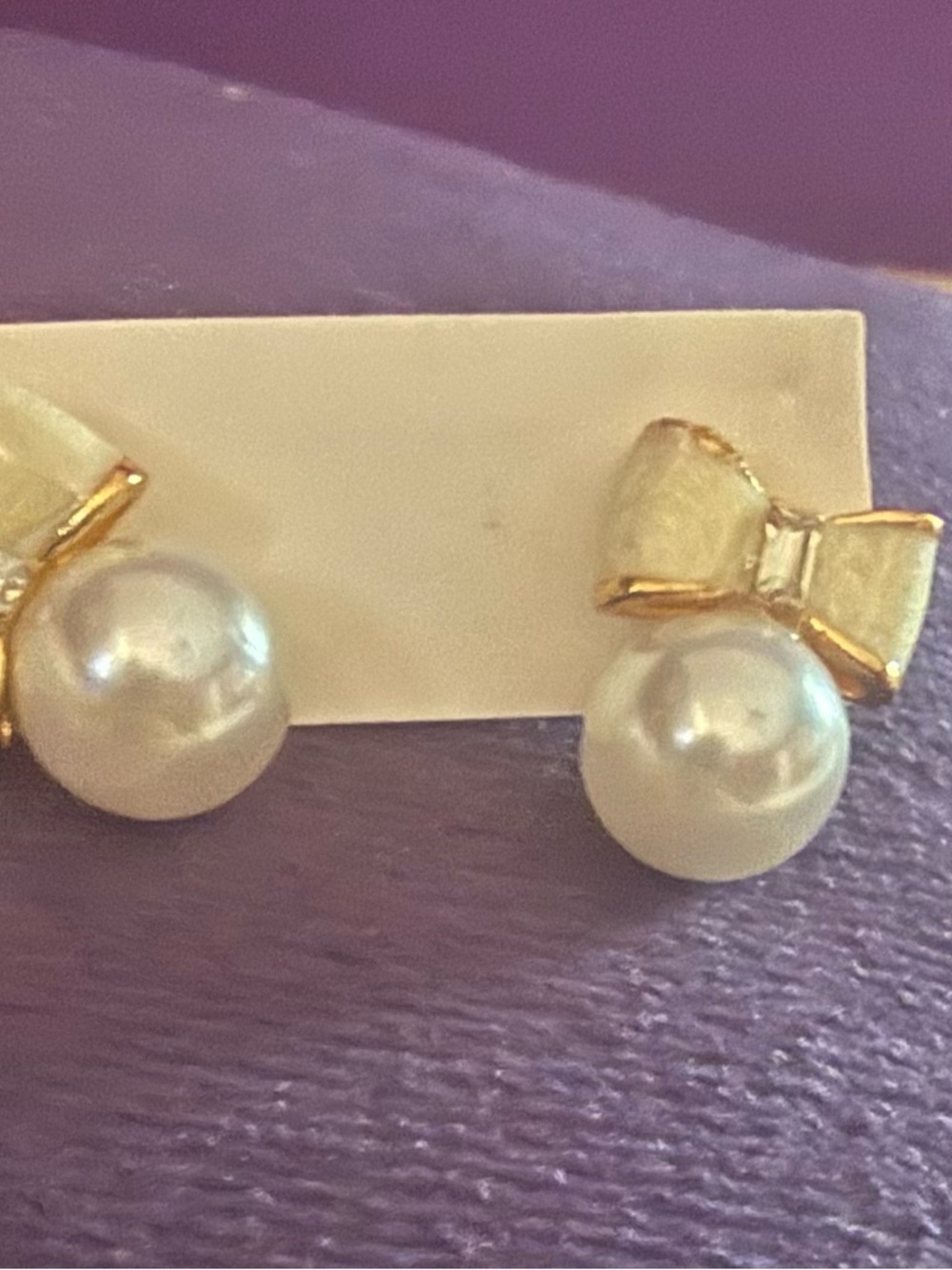 Gold Bow Pearl Stud Earrings - Classic White Pearls
